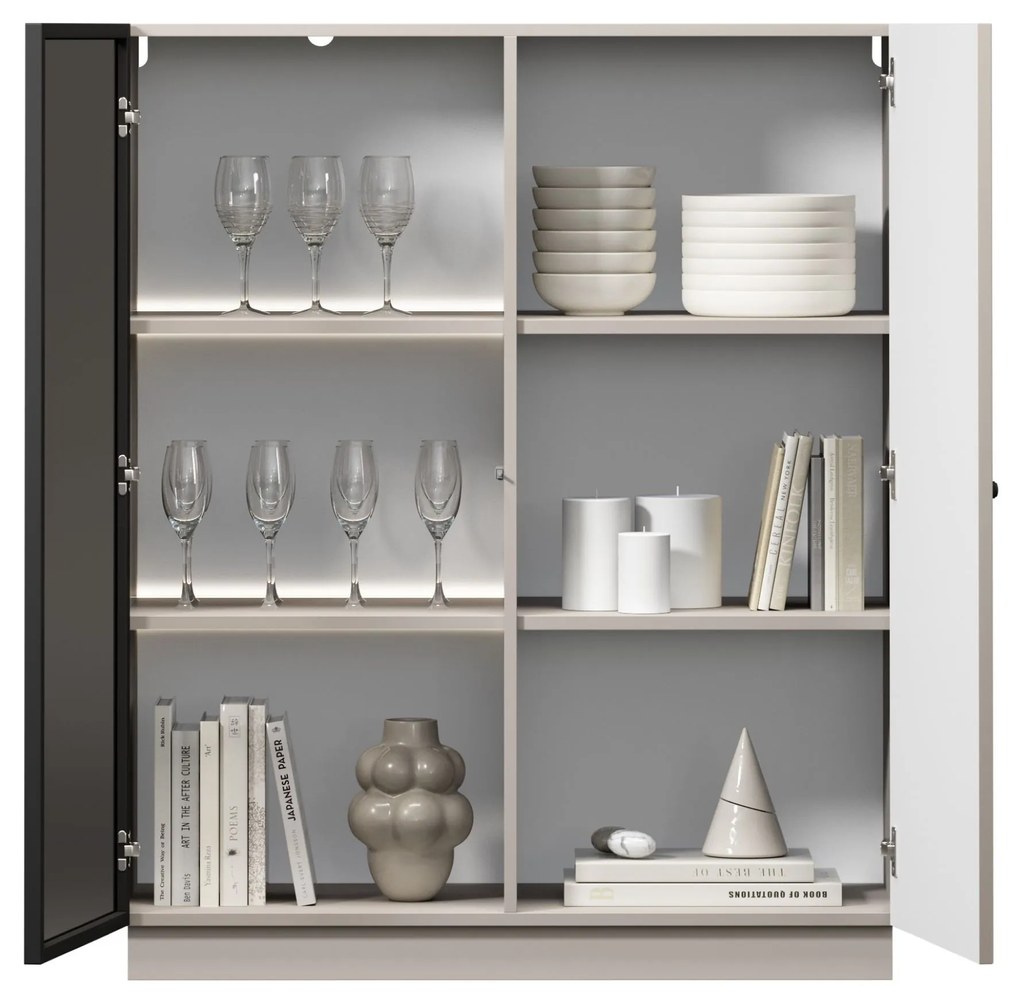 Lorini vitrin 100 cm - kasmír / fekete fogantyú