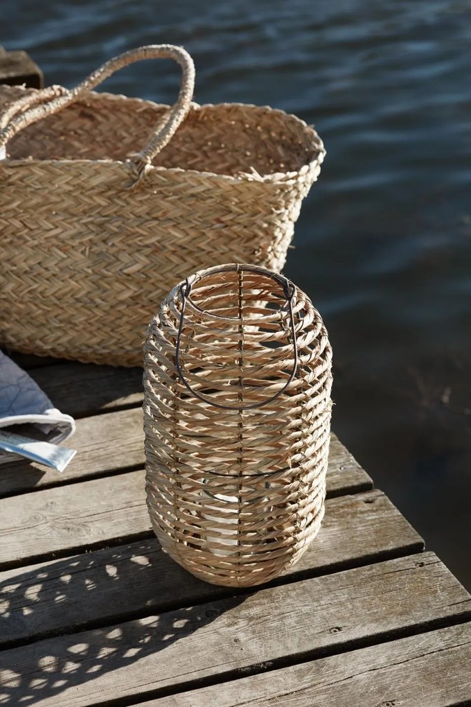 IB Laursen Gyertyatartó lámpás COASTAL LIGHT tengeri fűből 37x20 cm