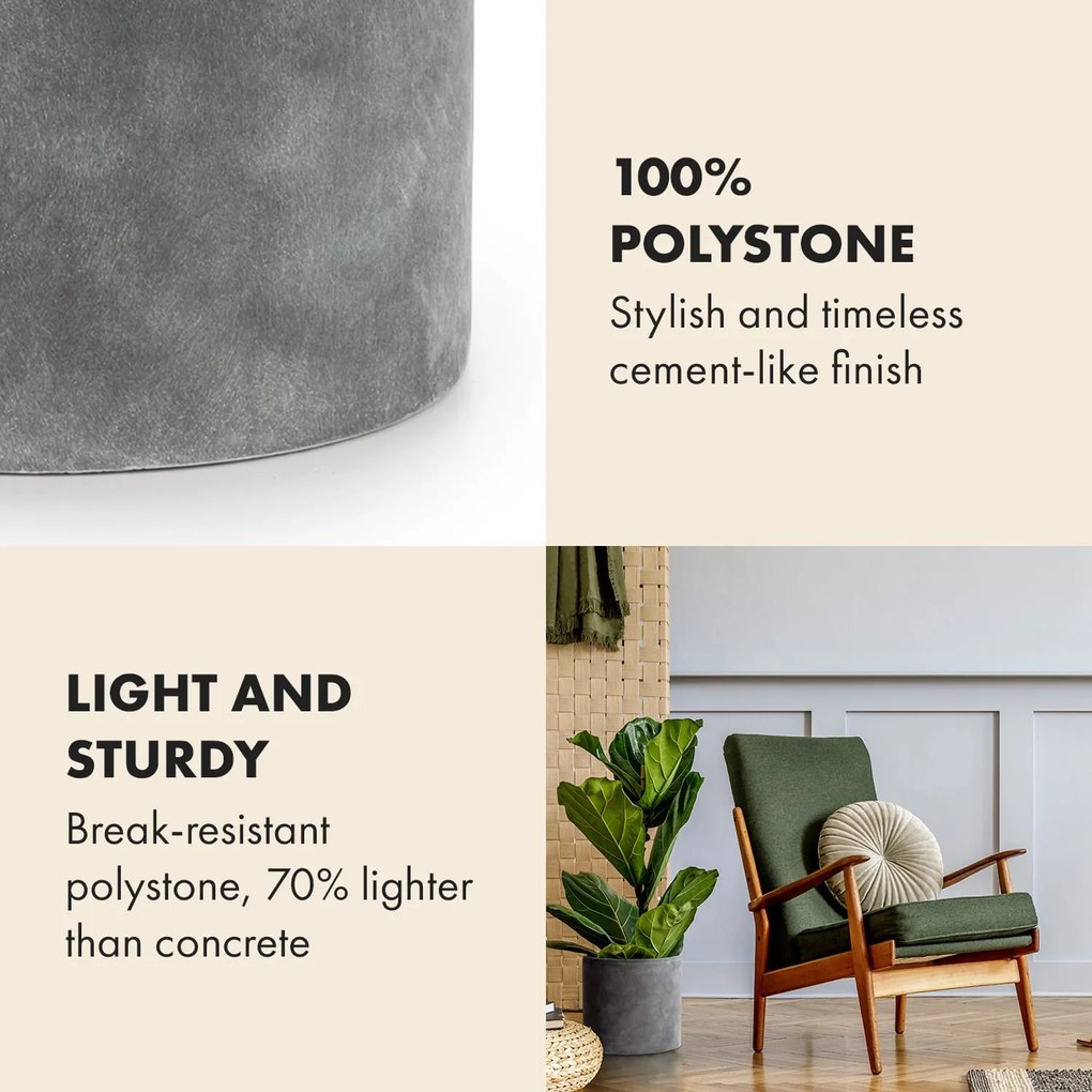 Fox & Fern Venlo, virágcserép, Polystone, beltér és kültér, 3 méret