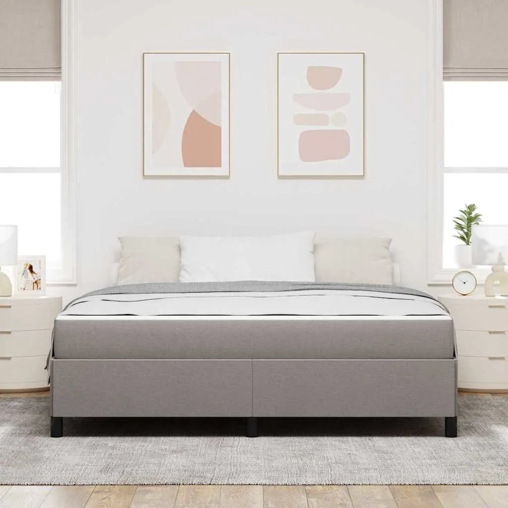 Boxrugós ágy Taupe és Fekete 180 x 200 cm Textil és mérnöki fa