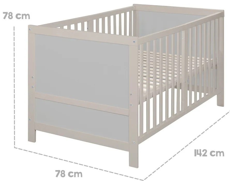 Szürke babaágy állítható magassággal 70x140 cm Easy Sleep – Roba