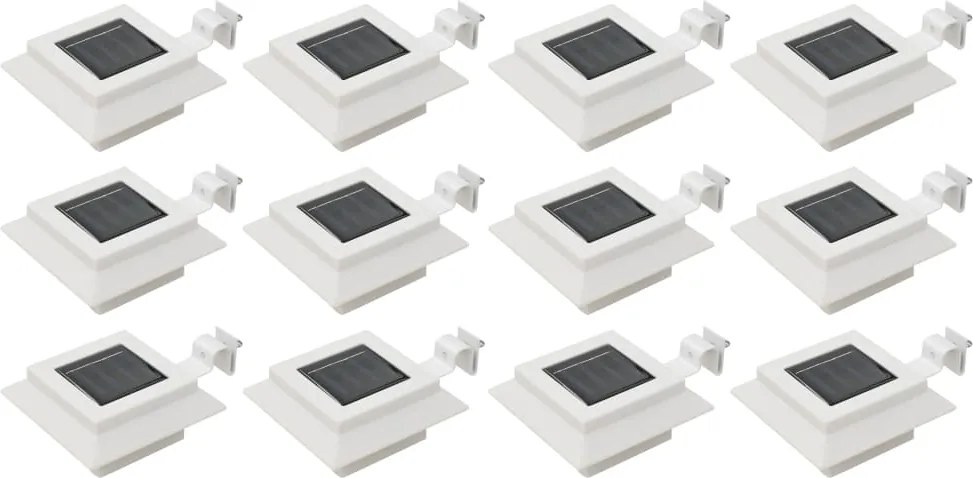 vidaXL 12 db fehér négyzet alakú kültéri napelemes LED lámpa 12 cm