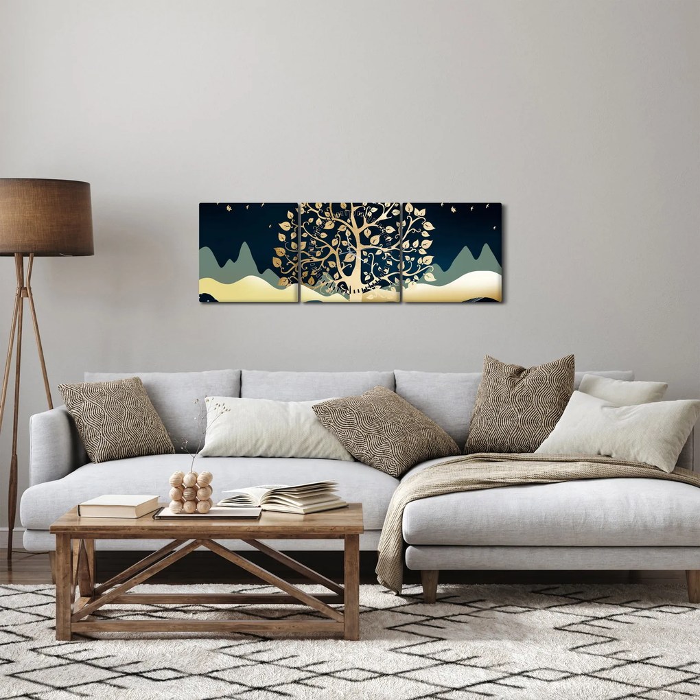 Egy aranyfa képe (órával) (90x30 cm)