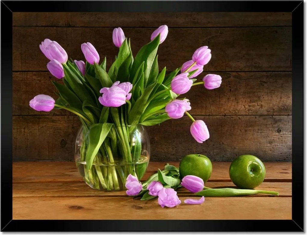 Poszterek keretben 40x30 Lila tulipánok