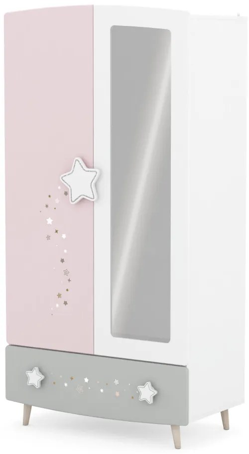 Elmo 2 ajtós szekrény tükörrel Pink N