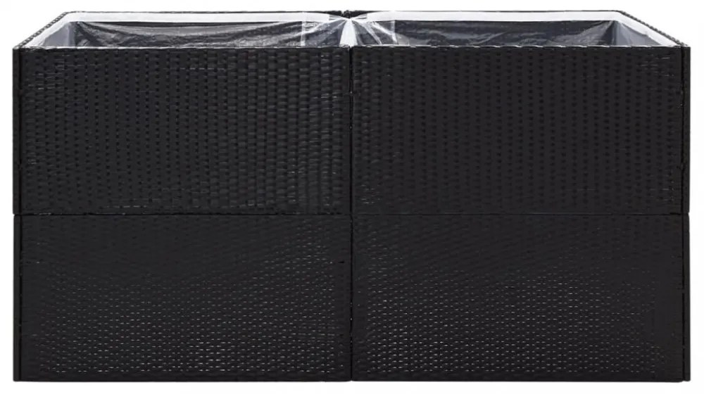 fekete polyrattan kerti ültetőláda 157x80x80 cm