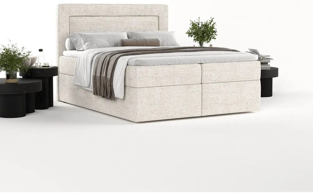 Krémszínű ágyneműtartós boxspring ágy 180x200 cm Imagine – Maison de Rêve
