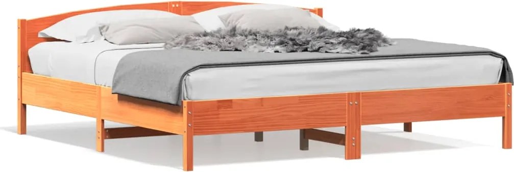 vidaXL viaszbarna tömör fenyőfa ágy matrac nélkül 180 x 200 cm