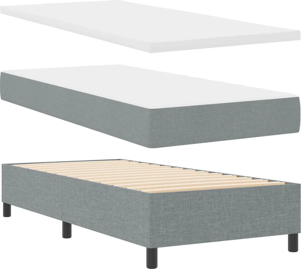 vidaXL Boxrugós ágy matracmal leddel Világosszürke 80 x 200 cm szövet