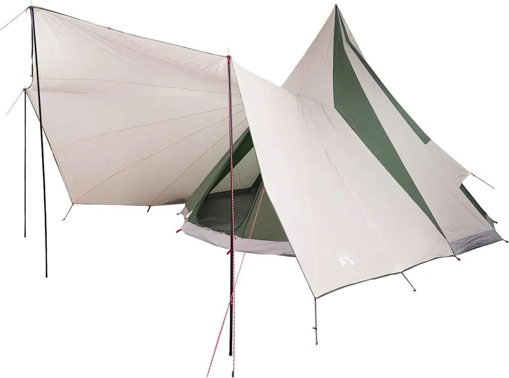 vidaXL Családi Tipi sátor Tipi tetővel zöld és bézs 510 x 690 x 330 cm