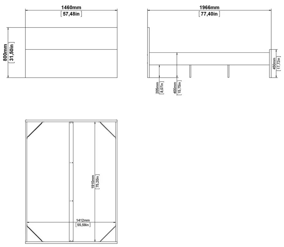 Fehér franciaágy 140x190 cm Naia – Tvilum