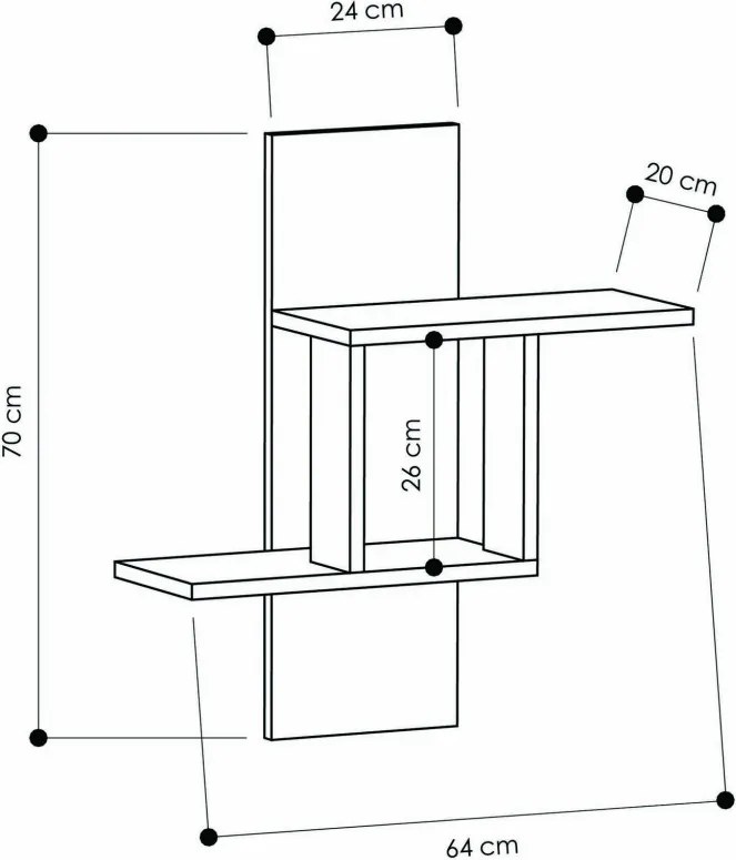 Mill fali polc, antracit, 64 cm