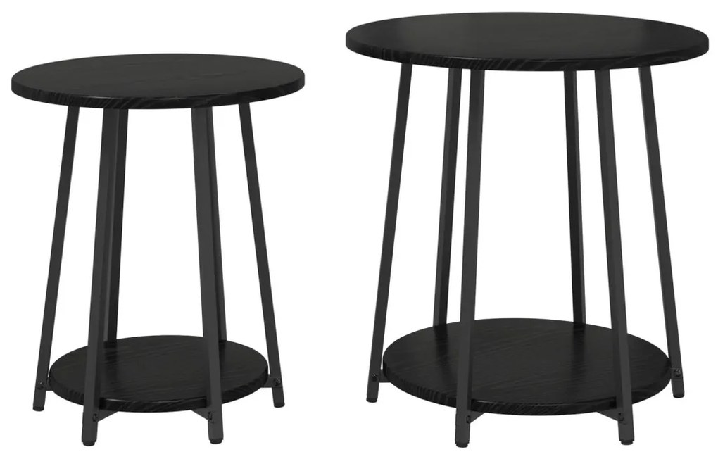 vidaXL Kisasztal készlet polcokkal 2 pcs Fekete tölgy