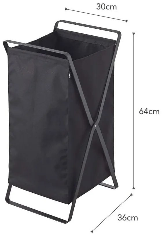 Tower Laundry összecsukható fekete szennyestartó - YAMAZAKI