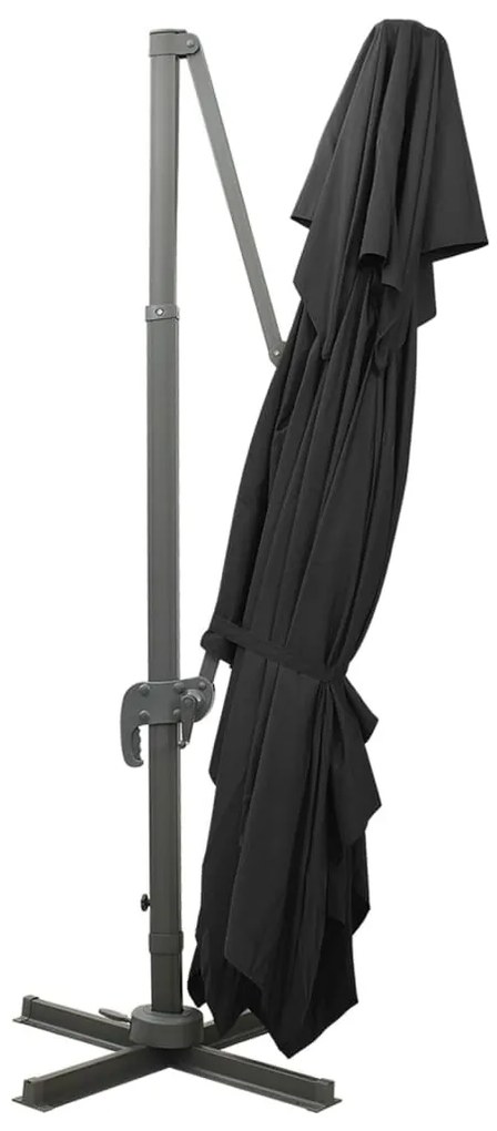 fekete konzolos kerti napernyő dupla tetejjel 400 x 300 cm