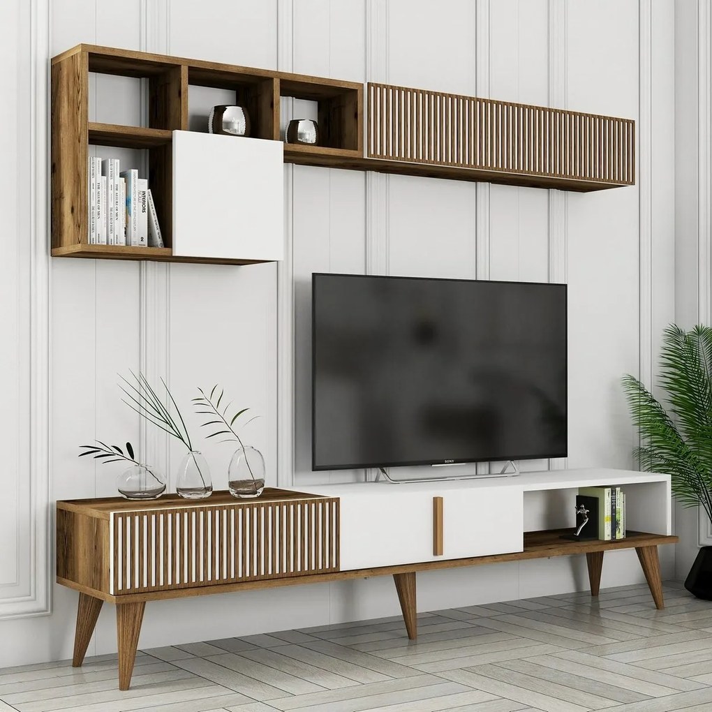 Milen Walnut and White TV-fal