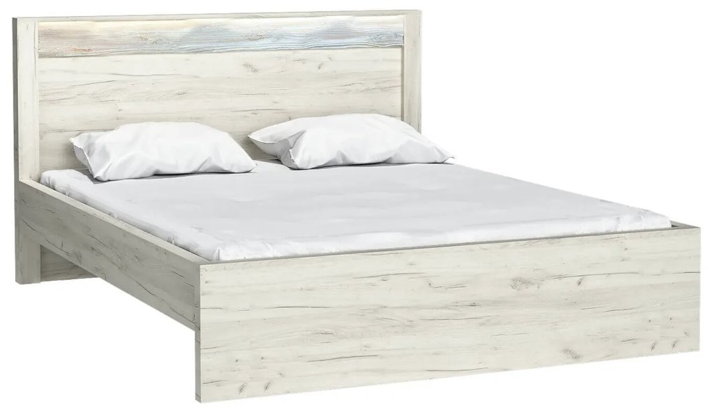 Franciaágy 160 cm Indie 19 (LED világítással) (ágyráccsal) (fehér craft) . 1057807