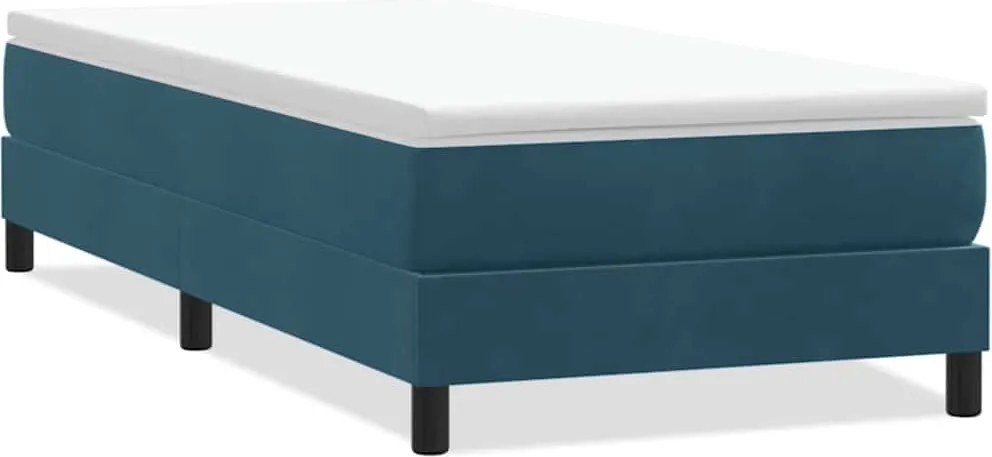 vidaXL sötétkék bársony rugós ágy matrac nélkül 100x210 cm