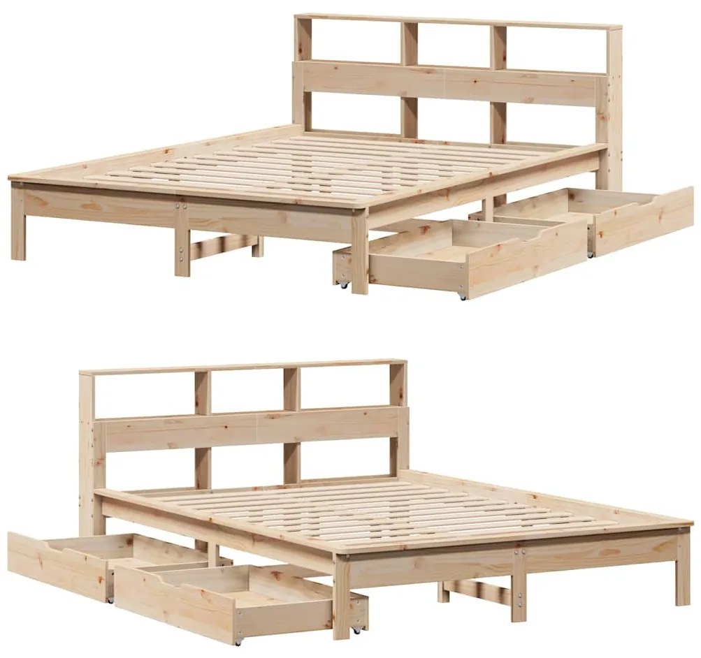 tömör fenyőfa könyvespolcos ágy matrac nélkül 120 x 200 cm