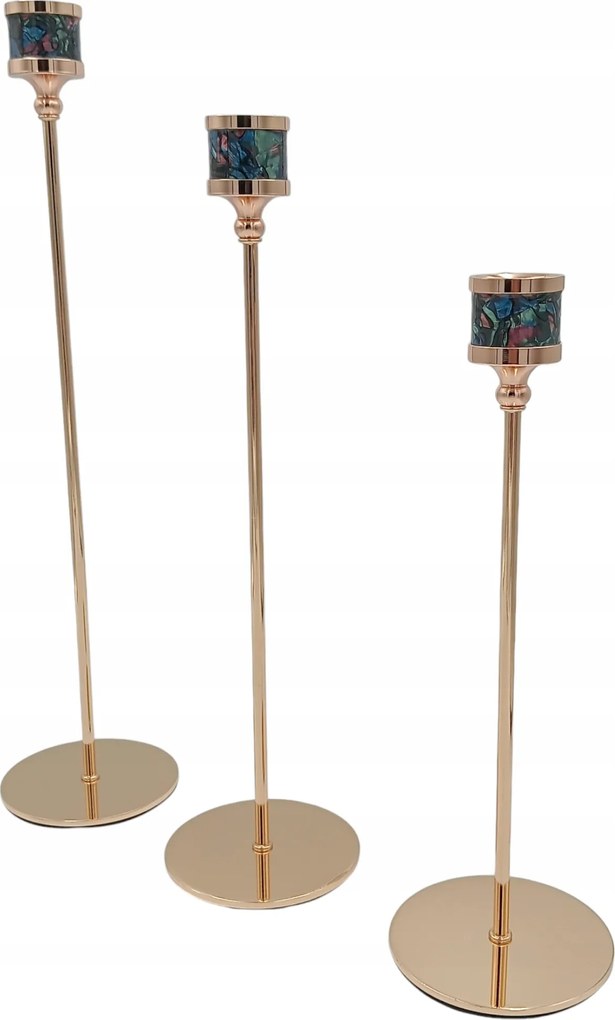 Gyertyatartó arany asztali dísz szett 3db-os mozaik