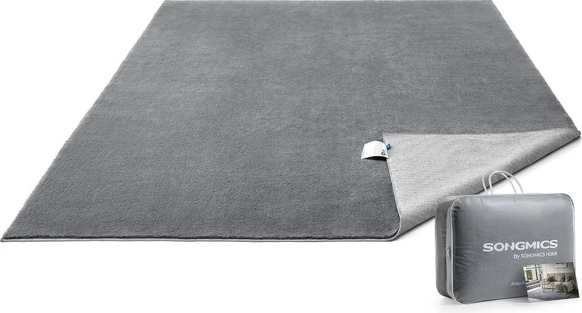 Csúszásmentes szőnyeg, szőnyeg mosógépben mosható, 200 x 290 cm, szürke