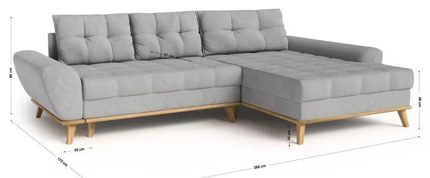 Világosszürke kinyitható sarokkanapé (jobb oldali) Balitco – Ropez