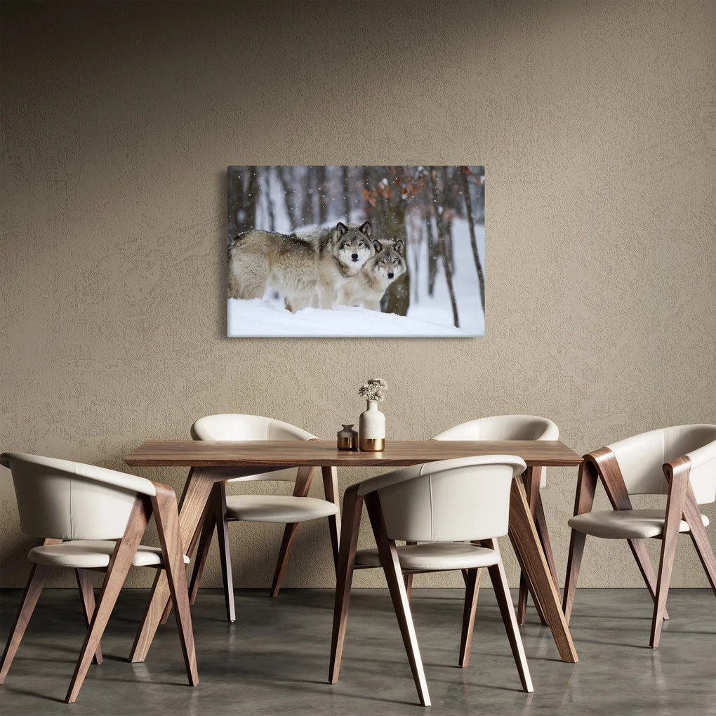 Kép - Farkasok télen (90x60 cm)