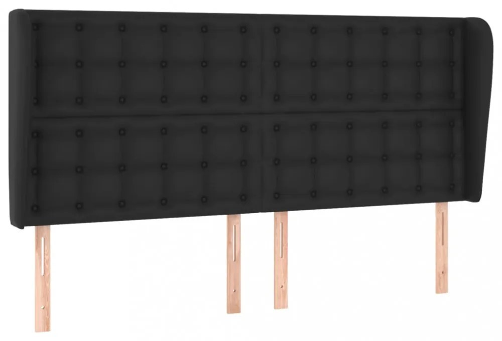 fekete műbőr fejtámla szárnyakkal 203x23x118/128 cm