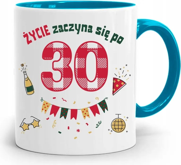 Születésnapra 30 30-es 30-as Bögre Kék Ajándék fényképes nyomattal