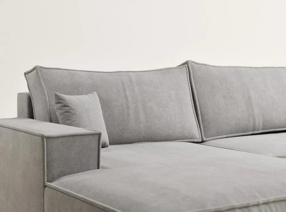 Szürkésbézs zsenília kinyitható-tárolóhelyes sarokkanapé (U alakú) Kyoto – Maison de Rêve