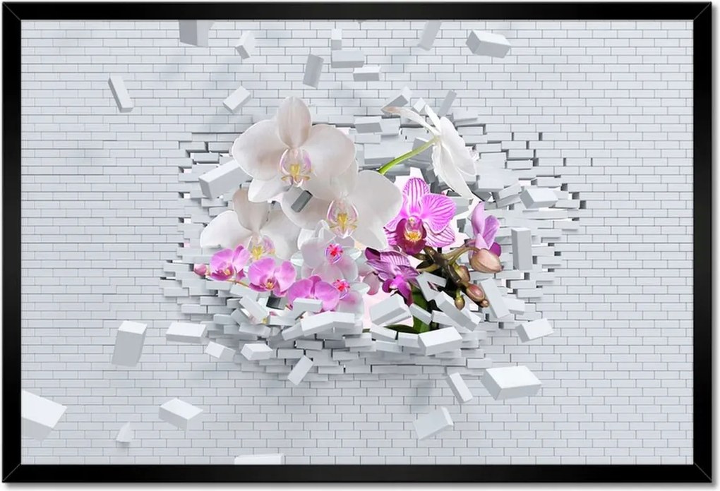 Poszter keretben 60x40 Orchidea a falon Virágok