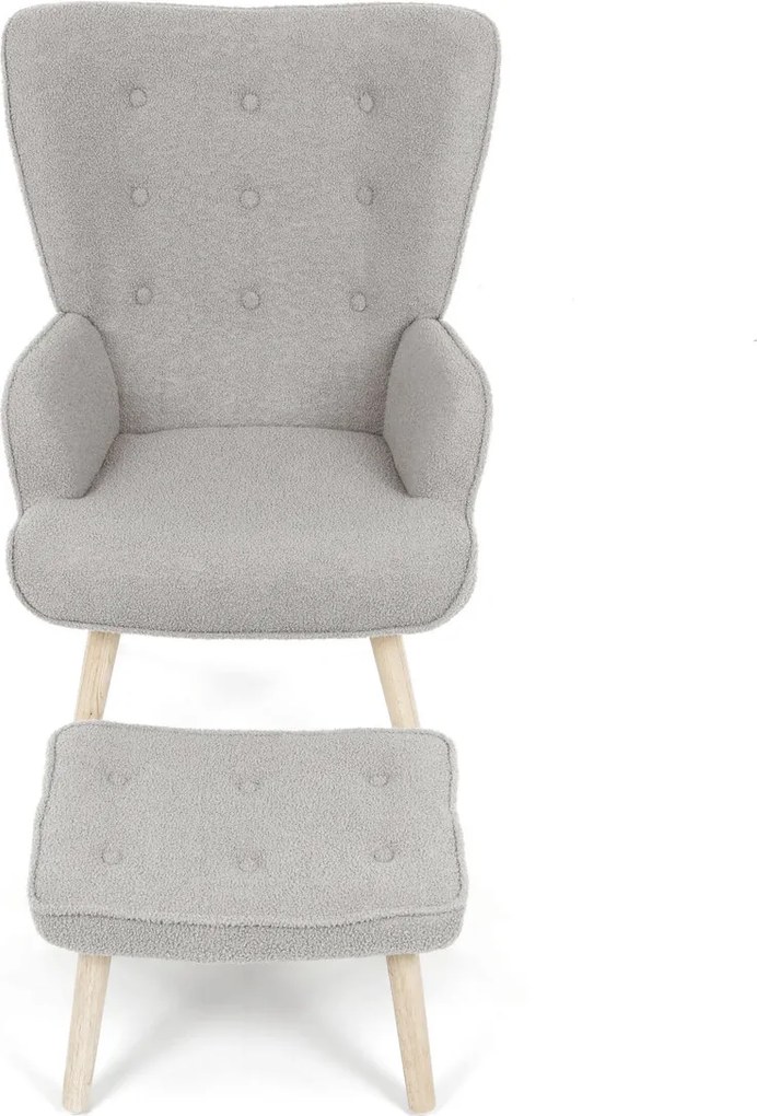 Szürke relaxfotel, boucle szövet kárpitozással, AK-319 GREY2