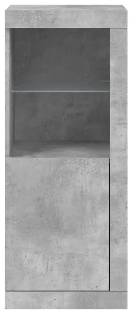 betonszürke tálalószekrény LED-világítással 41 x 37 x 100 cm