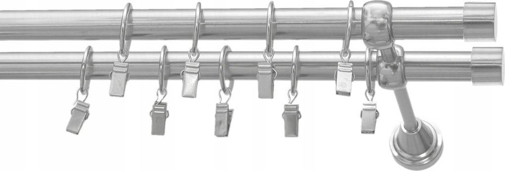 Dupla mennyezeti függönykarnis Csendes Kerekek 150 cm fehér loft fekete ezüst