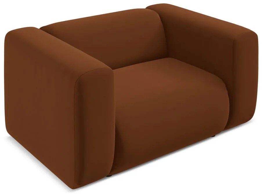 Narancssárga-barna bársony fotel Ekahi – Makamii