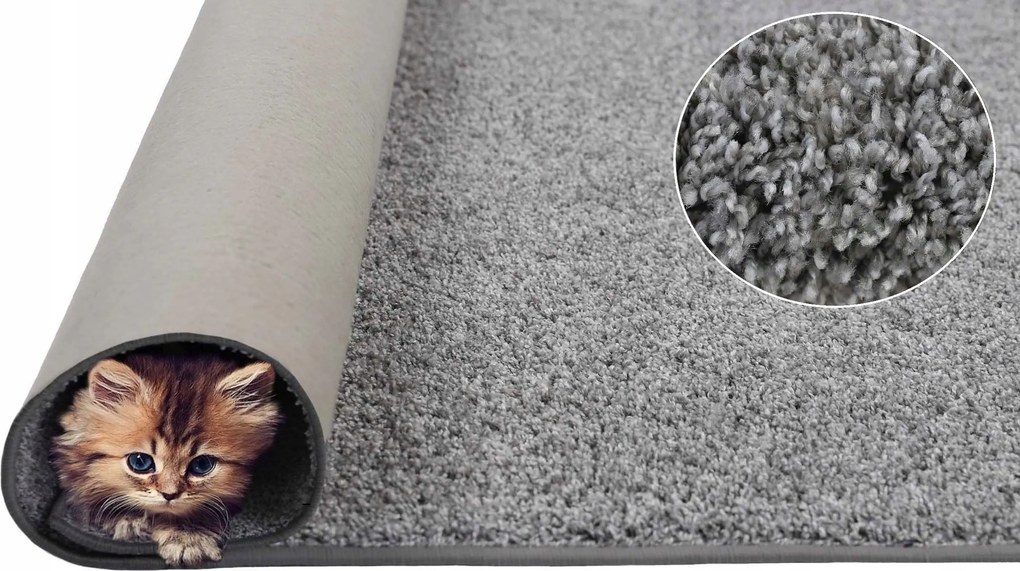 150x300 cm Shaggy Szőnyeg Szőrös Szürke Melange 2CM