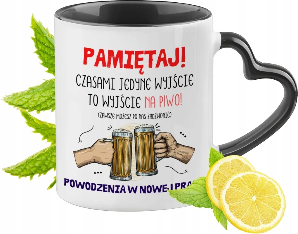 Búcsú a munkától Fekete Bögre Szív alakú Füllel Ajándék