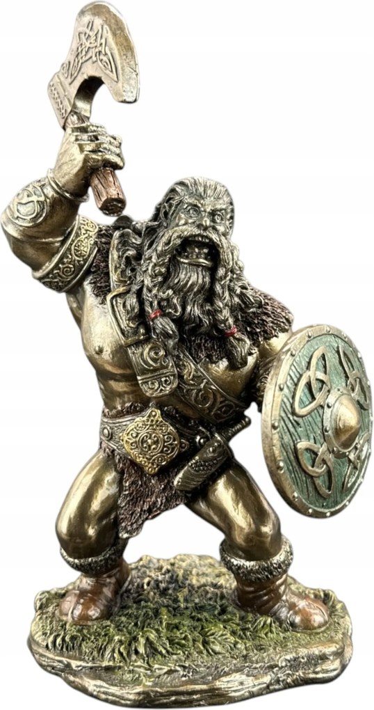 Viking szobor figura fejszével és Veronese pajzscal WU78078A4