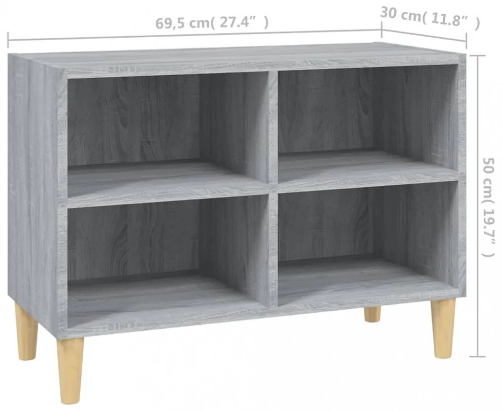 szürke sonoma színű TV-szekrény tömör falábakkal 69,5x30x50 cm