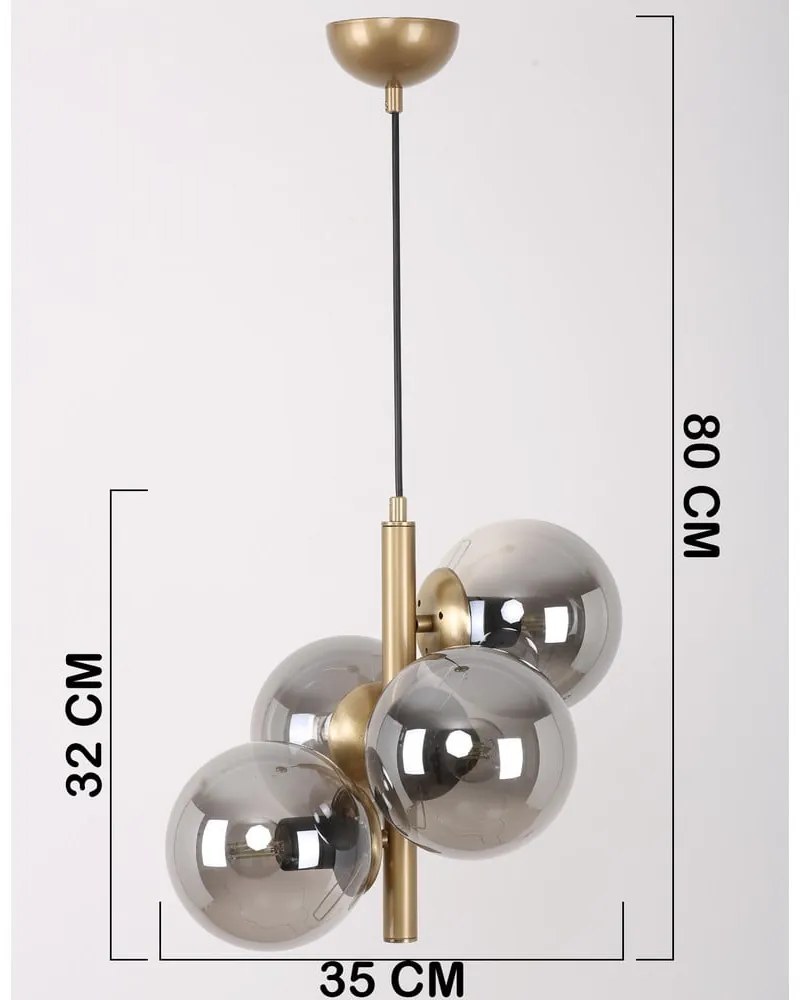 Szürke-aranyszínű függőlámpa üveg búrával ø 15 cm Forte – Squid Lighting