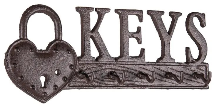Öntöttvas fali kulcstartó barna Keys feliratos