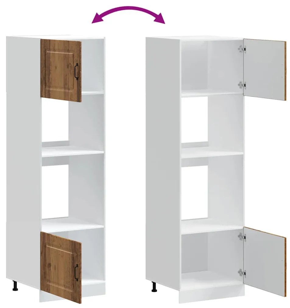 Kalmar 2 db antik fa színű szerelt fa sütőszekrények