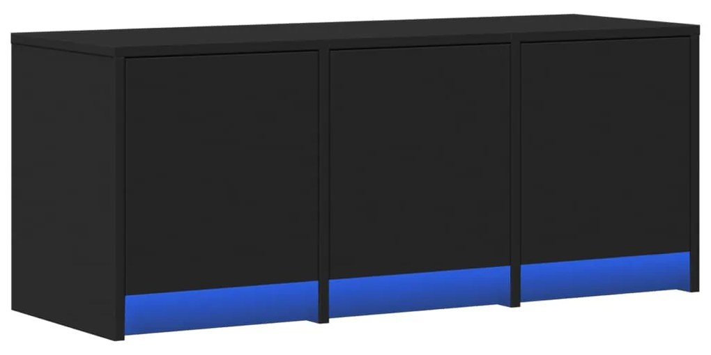 fekete szerelt fa TV-szekrény LED-ekkel 97 x 34 x 50 cm