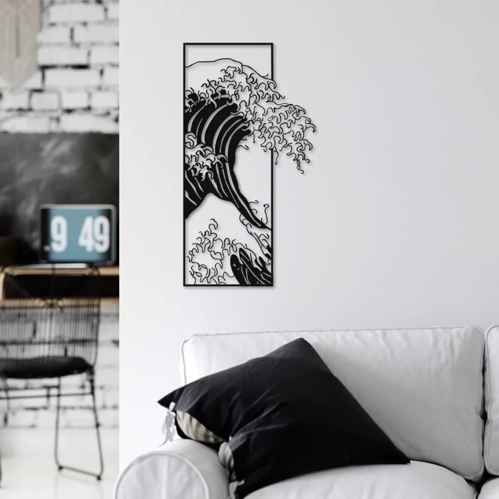 Fém fali dekoráció, wave, 34x62 cm