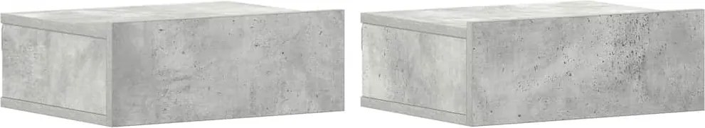 vidaXL 2 db betonszürke szerelt fa függő éjjeliszekrény 40x30x15 cm