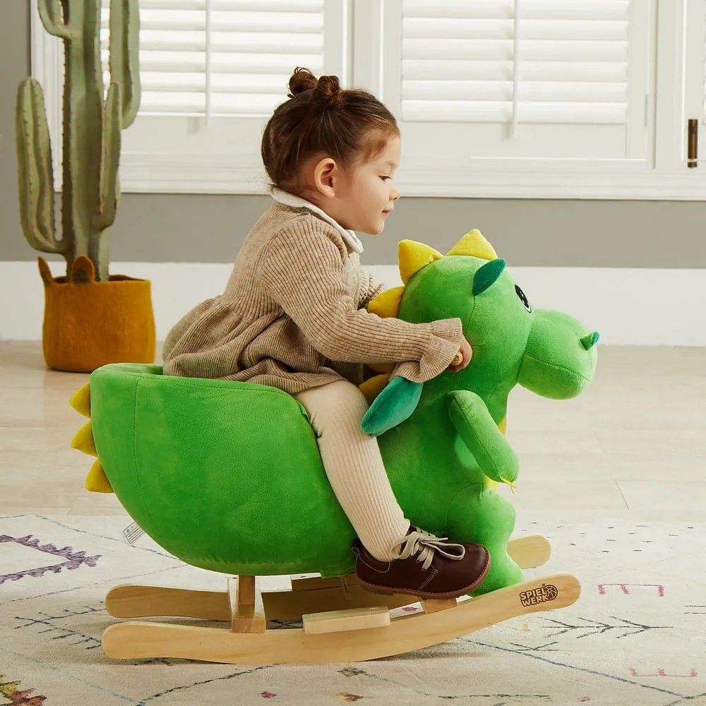 Spielwerk DINO hintázó sárkány biztonsági övvel, zöld