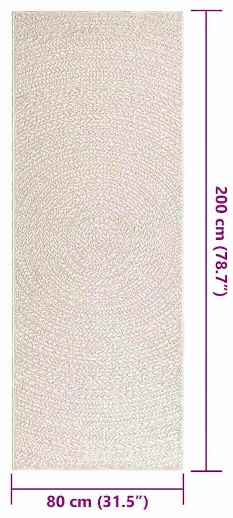 ZIZUR krém juta hatású beltéri és kültéri szőnyeg 80x200 cm