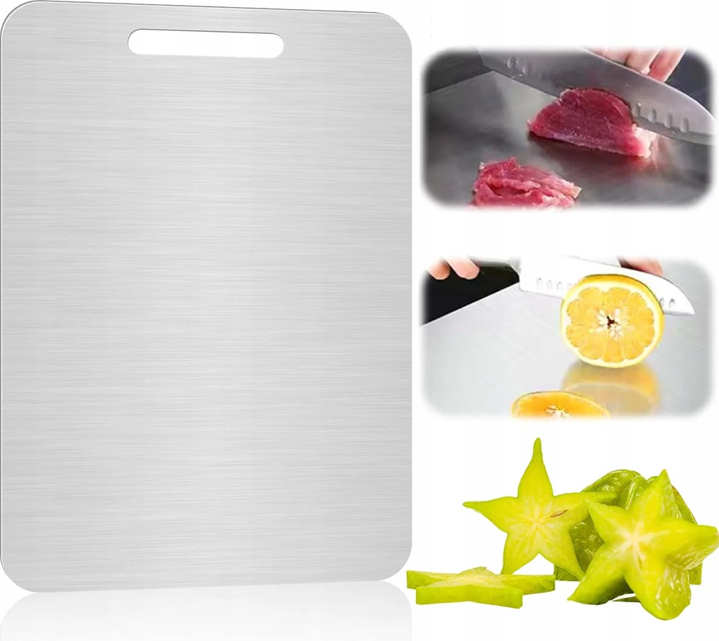 Rozsdamentes Acél Vágódeszka Húsokhoz És Bébiételekhez 46X30