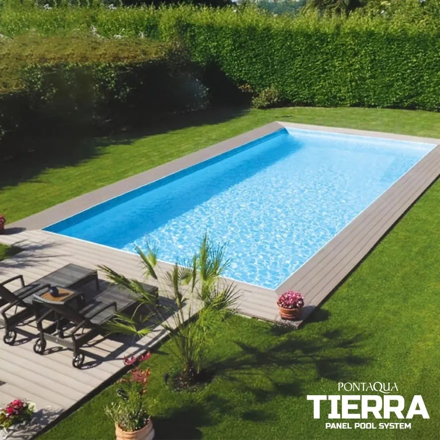 TIERRA PANEL POOL modulpaneles, süllyesztett víztükrű medence, 6,0 x 3,0 x 1,5 m, kék fóliával