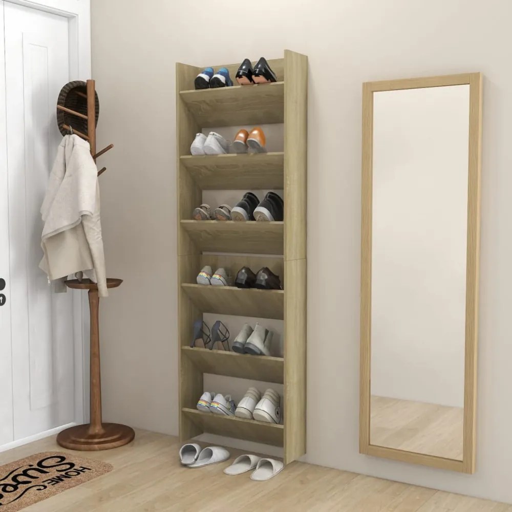 2 db sonoma-tölgy fali cipősszekrény 60 x 18 x 90 cm